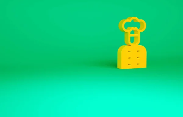 Orange italiensk kock ikon isolerad på grön bakgrund. Minimalistiskt koncept. 3D-återgivning för 3D — Stockfoto