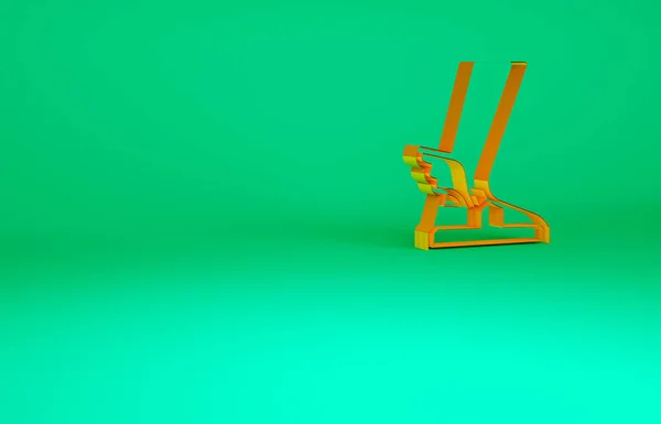 오렌지 헤르메스의 샌들 아이콘은 녹색 배경에 분리되어 있습니다. 고대 그리스의 신헤르메스. 날개달린 신발을 신고. 미니멀리즘의 개념입니다. 3d 삽화 3D 렌더링 — 스톡 사진