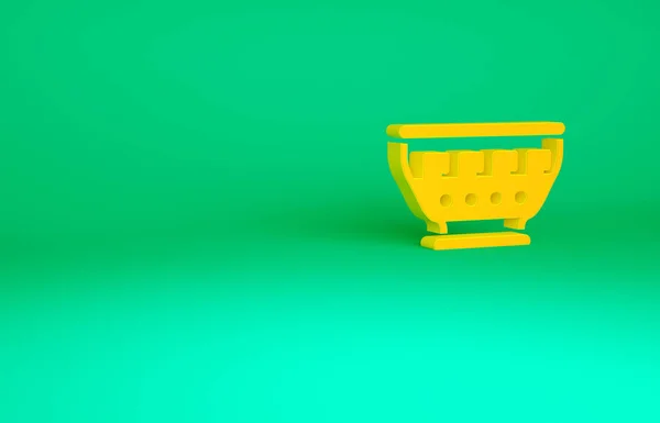 Ícone de tigela antigo grego laranja isolado no fundo verde. Ânfora antiga com padrões de coleção. Tigela da Grécia Antiga. Conceito de minimalismo. 3D ilustração 3D render — Fotografia de Stock