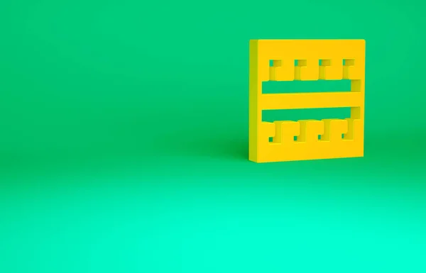 Oranje Oud Grieks patroon icoon geïsoleerd op groene achtergrond. Minimalisme concept. 3d illustratie 3D renderen — Stockfoto