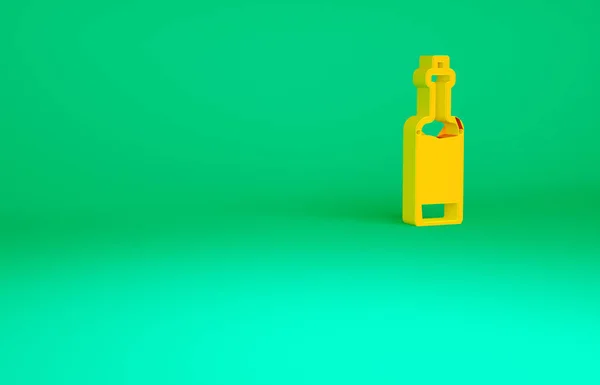 Naranja Icono de botella de vino aislado sobre fondo verde. Concepto minimalista. 3D ilustración 3D render —  Fotos de Stock