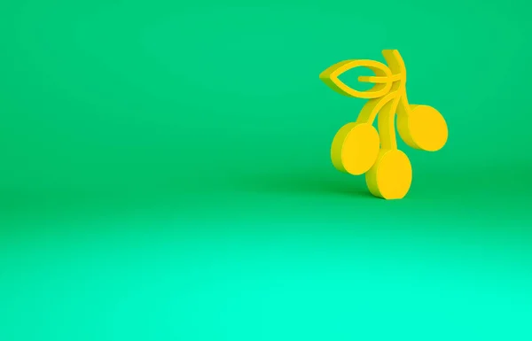 Ikona pomarańczowej oliwki odizolowana na zielonym tle. Koncepcja minimalizmu. Ilustracja 3D 3D renderowania — Zdjęcie stockowe