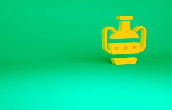 Naranja Antiguo ícono de ánforas aislado sobre fondo verde. Concepto minimalista. 3D ilustración 3D render — Foto de Stock