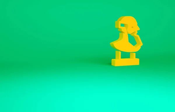 Naranja Antiguo icono de escultura busto aislado sobre fondo verde. Concepto minimalista. 3D ilustración 3D render — Foto de Stock