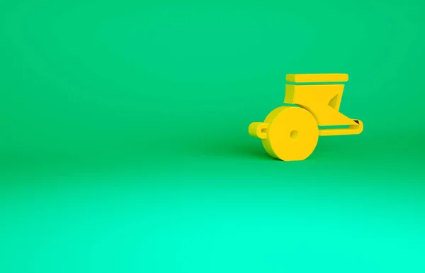 Icono de carro de la Antigua Grecia naranja aislado sobre fondo verde. Concepto minimalista. 3D ilustración 3D render —  Fotos de Stock