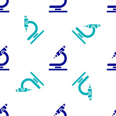 Mavi mikroskop simgesi beyaz arkaplanda izole edilmiş. Kimya, ilaç aleti, mikrobiyoloji büyütme aracı. Vektör İllüstrasyonu.