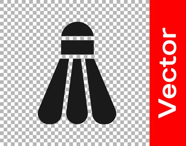 Black Badminton Shuttlecock Icon Isolated Transparent Background Sport Equipment Vector — Stock Vector