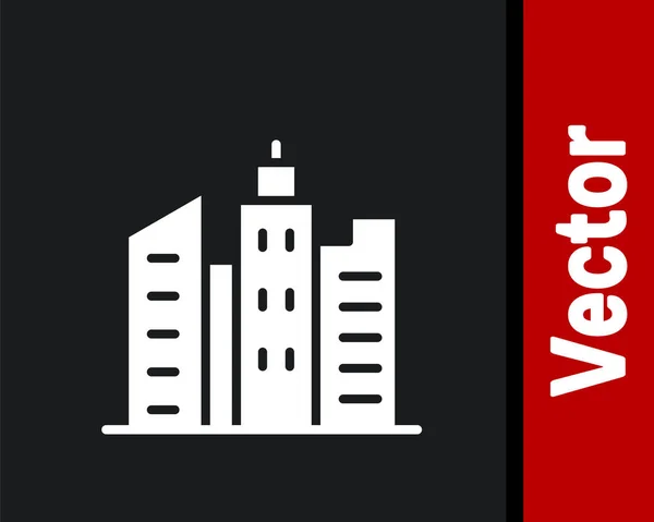 Пейзаж Белого Города Черном Фоне Панорамный Пейзаж Архитектуры Метрополиса Векторная — стоковый вектор