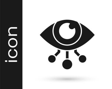 Siyah göz tarama simgesi beyaz arkaplanda izole edildi. Göz taraması yapılıyor. Güvenlik kontrol sembolü. Siber göz işareti. Vektör.