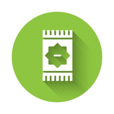 Uzun gölgeli beyaz Meksika halı ikonu. Yeşil daire düğmesi. Vektör.