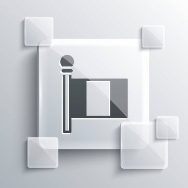 Gri bayraklı İtalya simgesi gri arkaplanda izole edildi. Kare cam paneller. Vektör.