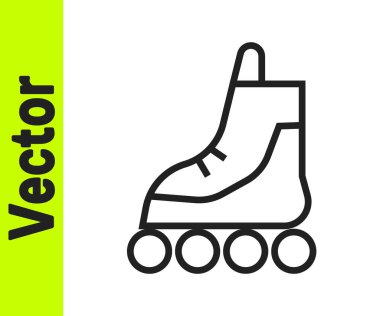 Siyah çizgi paten ikonu beyaz arkaplanda izole edildi. Vektör İllüstrasyonu.