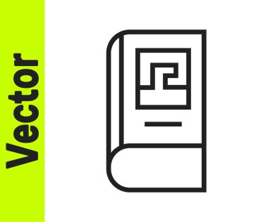 Siyah çizgi Yunan tarih kitabı ikonu beyaz arkaplanda izole edilmiş. Vektör.