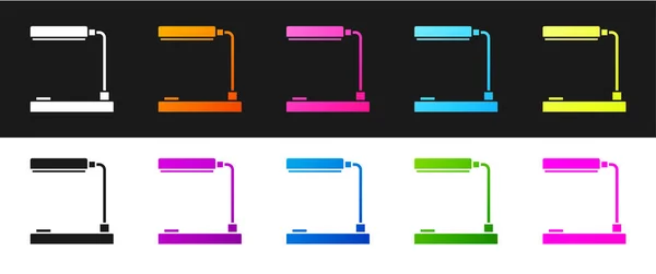 Definir Ícone Lâmpada Mesa Isolado Fundo Preto Branco Lâmpada Mesa —  Vetores de Stock