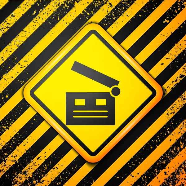 Black Movie Clapper Icon Isoliert Auf Gelbem Hintergrund Filmklappbrett Klappschild — Stockvektor