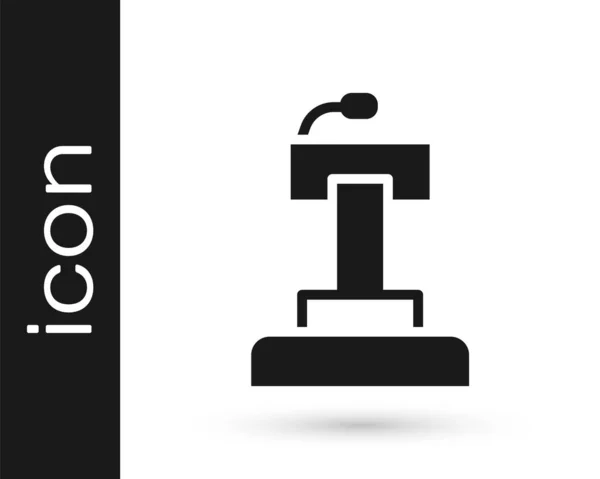 Soporte Black Stage Debate Podium Rostrum Icono Aislado Sobre Fondo — Vector de stock