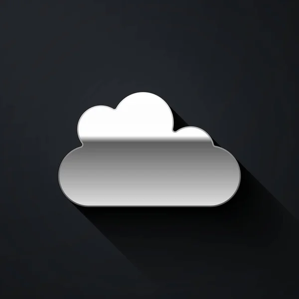 Icono Silver Cloud Aislado Sobre Fondo Negro Estilo Sombra Larga — Archivo Imágenes Vectoriales