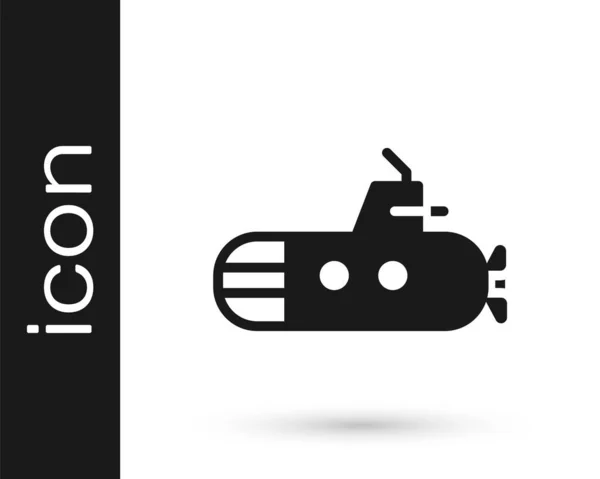 Black Submarine Icon Isolated White Background Military Ship Vector — Stock Vector