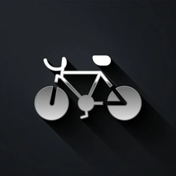 ブラックを基調としたシルバー自転車のアイコン 自転車レースだ 極端なスポーツだ スポーツ用具 長い影のスタイル ベクトル — ストックベクタ
