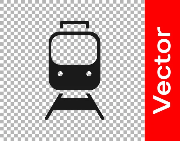 Trem Preto Ícone Ferroviário Isolado Fundo Transparente Símbolo Transporte Público — Vetor de Stock