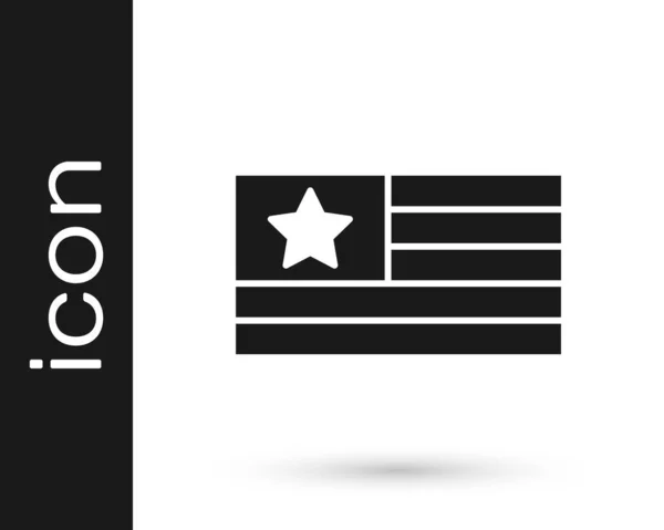 Beyaz Arka Planda Siyah Amerikan Bayrağı Ikonu Izole Edildi Abd — Stok Vektör