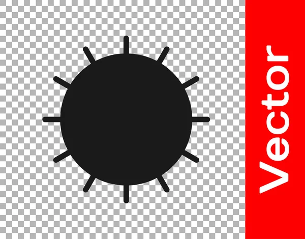 Icône Soleil Noir Isolée Sur Fond Transparent Symbole Estival Bonne — Image vectorielle