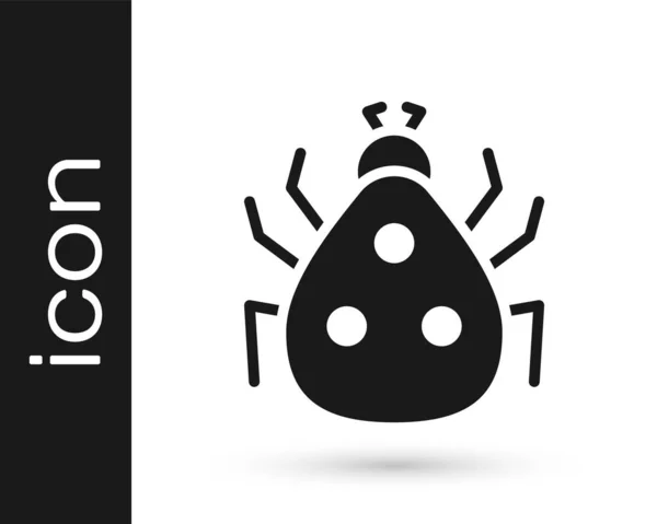 Zwarte Ladybug Pictogram Geïsoleerd Witte Achtergrond Vector — Stockvector