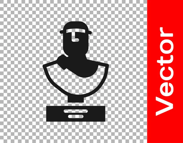 Черный Древний Бюст Скульптуры Значок Изолирован Прозрачном Фоне Вектор — стоковый вектор