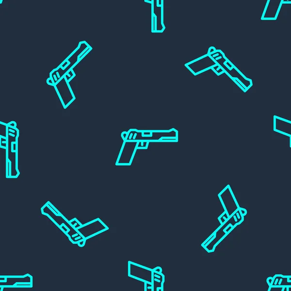 피스톨 Green Line Pistol 총기용 아이콘은 파란색 배경에 솔기없는 패턴을 — 스톡 벡터