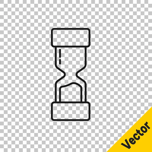 Черная Линия Старые Песочные Часы Плавающей Иконкой Песка Изолированы Прозрачном — стоковый вектор