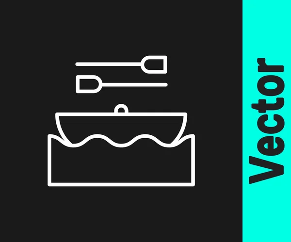 Лодка Веслами Черном Фоне Водные Виды Спорта Экстремальные Виды Спорта — стоковый вектор