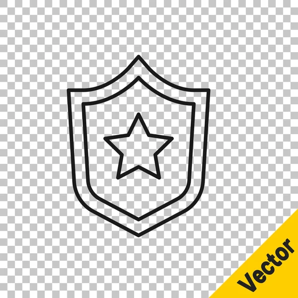 Línea Negra Icono Insignia Policial Aislado Sobre Fondo Transparente Insignia — Vector de stock