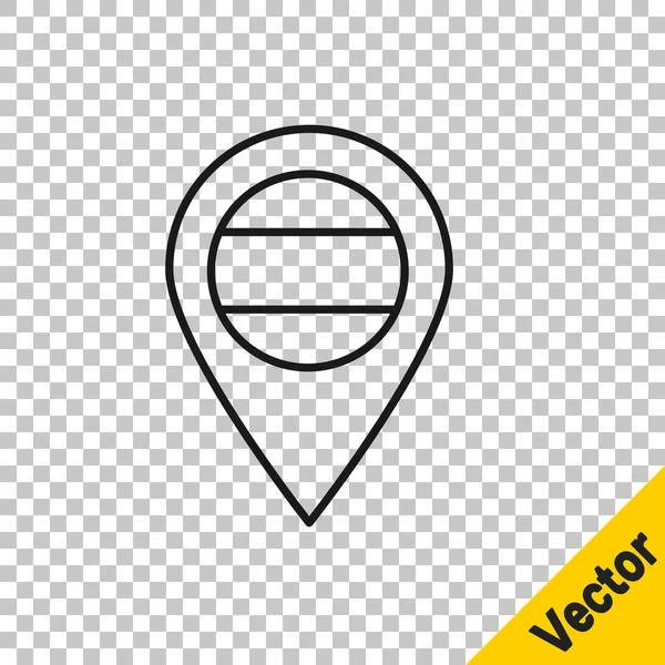 Línea Negra Localización Rusia Icono Aislado Sobre Fondo Transparente Navegación — Vector de stock