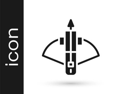 Beyaz zemin üzerinde ok simgesi olan Kara Savaş yaylı tüfeği. Vektör.