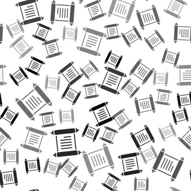 Siyah KHK, kağıt, parşömen, parşömen ikonu beyaz arkaplanda izole edilmiş kusursuz desen. Vektör.