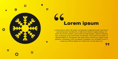 Sarı arkaplanda siyah kar tanesi simgesi izole edildi. Vektör.