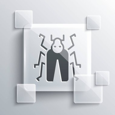 Gri Böcek simgesi gri arkaplanda izole edildi. Kare cam paneller. Vektör.