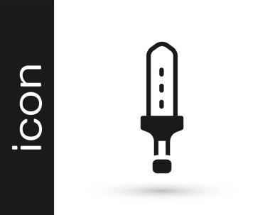 Siyah Ortaçağ kılıç simgesi beyaz arka planda izole edilmiş. Ortaçağ silahı. Vektör.