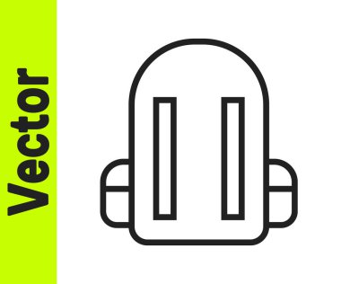 Siyah çizgi okul sırt çantası simgesi beyaz arkaplanda izole edildi. Vektör İllüstrasyonu.