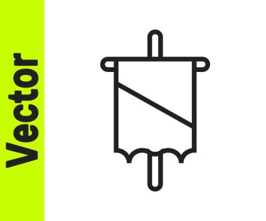 Siyah çizgi Ortaçağ bayrağı simgesi beyaz arkaplanda izole edildi. Bir kral ya da kraliçe tarafından yönetilen ülke, devlet ya da bölge. Vektör.