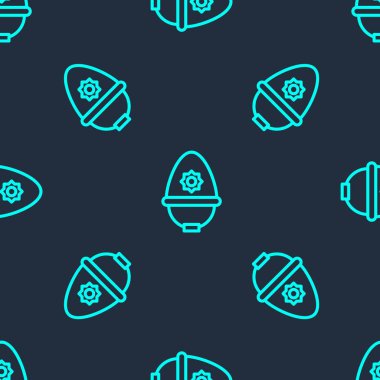 Yeşil çizgi İngiliz polis miğferi ikonu mavi arka planda kusursuz desen izole etti. Vektör.