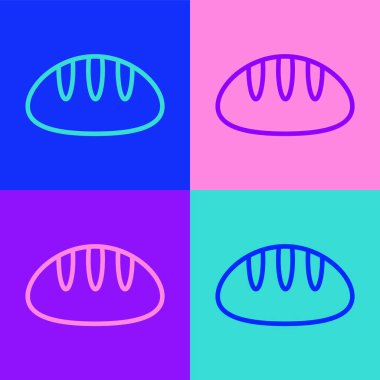 Pop sanat eseri somun ekmek simgesi renk arkaplanında izole edildi. Vektör.