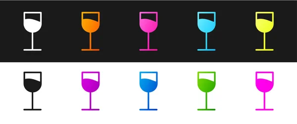 Set Wine Glass Icon Isolated Black White Background Wineglass Sign — Stock Vector