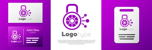 Logotype Icône Cybersécurité Isolée Sur Fond Blanc Cadenas Fermé Sur — Image vectorielle