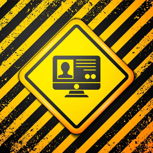 Schwarz Kontobildschirm Symbol Auf Gelbem Hintergrund Erstellen Warnzeichen Vektor — Stockvektor