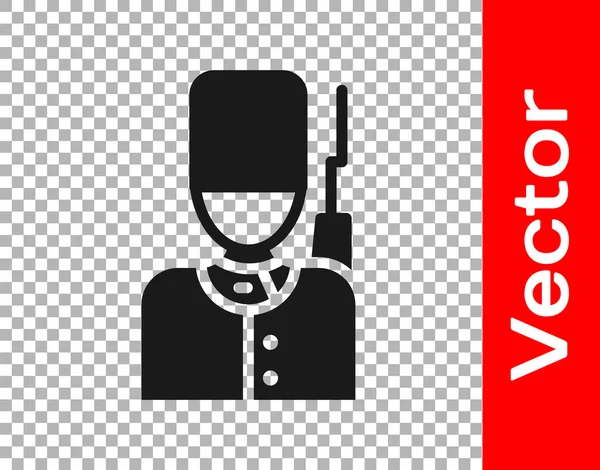 Black British Guardsman Bearskin Hat Marching Icon Isolated Transparent Background — Stock Vector