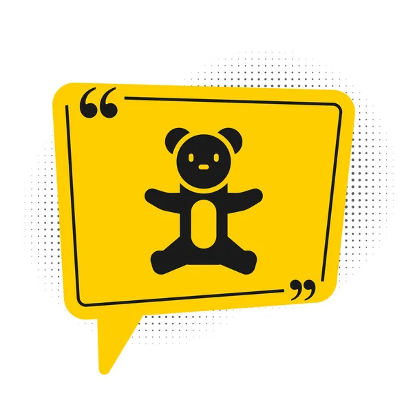 Чорний Плюшевий Плюшевий Іграшковий Ведмедик Ізольований Білому Тлі Жовтий Символ — стоковий вектор