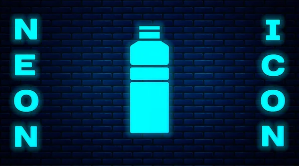 Gloeiende Neon Fitness Shaker Pictogram Geïsoleerd Bakstenen Muur Achtergrond Sportshaker — Stockvector