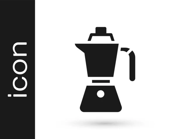 Cafetera Negra Moca Pot Icono Aislado Sobre Fondo Blanco Vector — Vector de stock