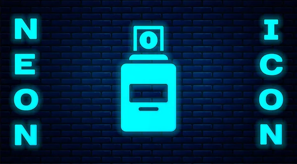 Gloeiende Neon Parfum Icoon Geïsoleerd Bakstenen Muur Achtergrond Vector — Stockvector